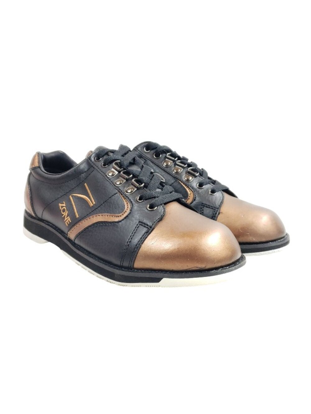 Brunswick Zone Target Mens Size 7.5 Black & Copper Right Hand Bowling Shoes Vint